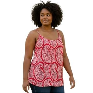 GAP Red and White Paisley Flowy Top NWT XL